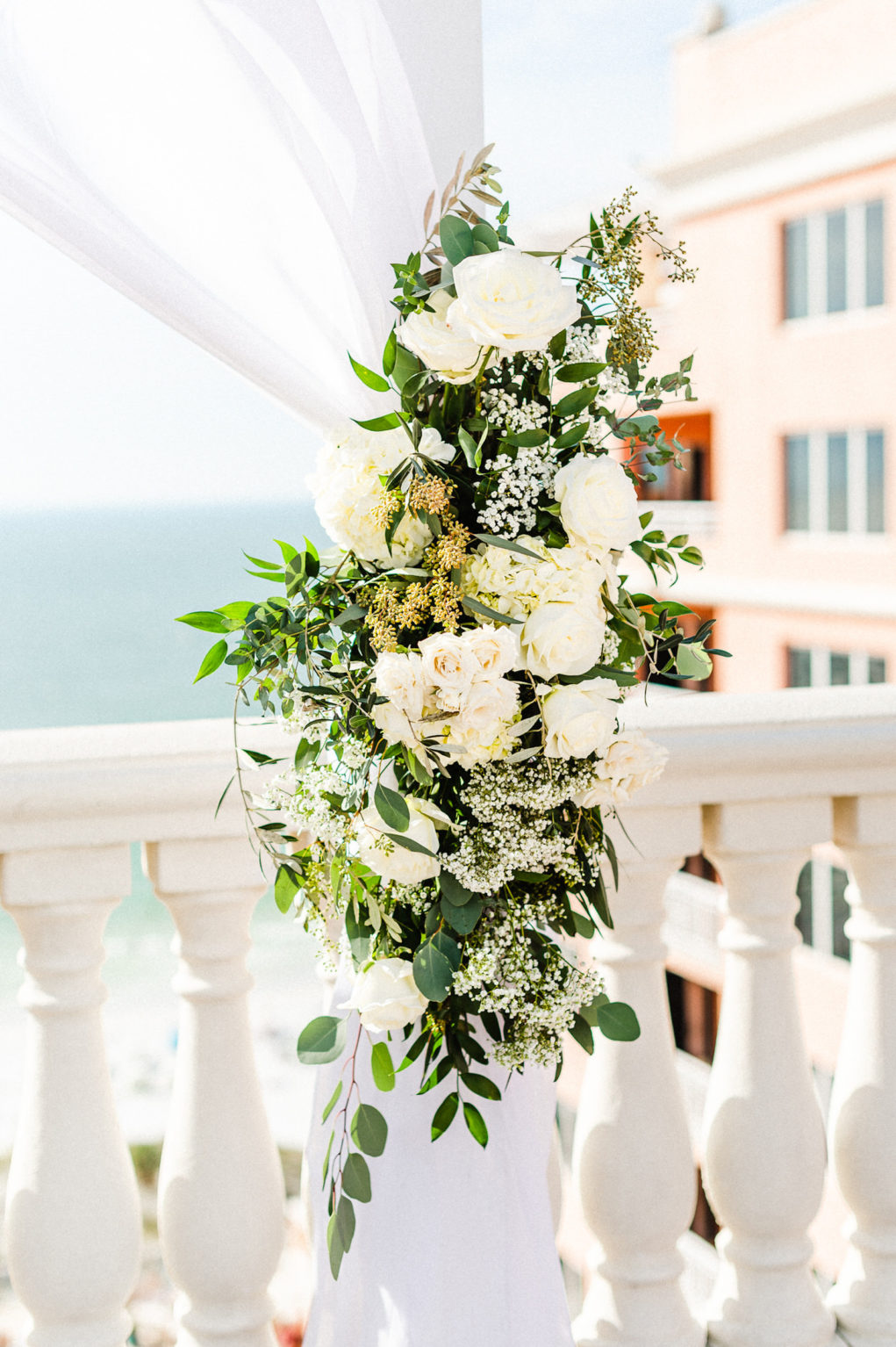 Floral Detail Wedding Arch | White Roses at the Hyatt Regency Clearwater Beach
