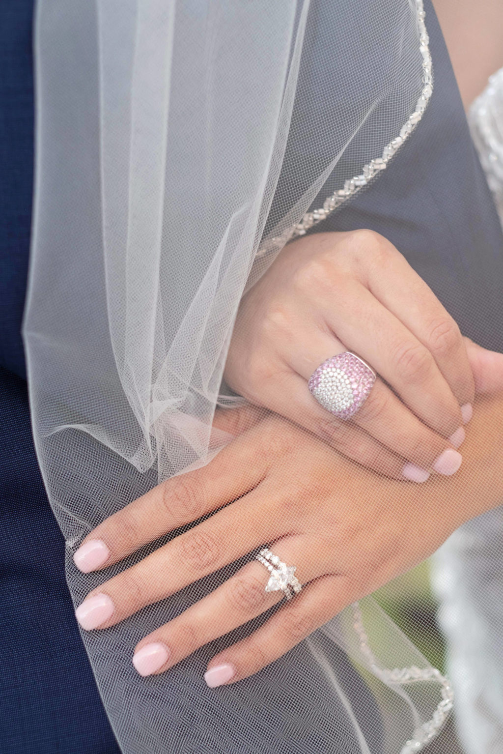 Bride with Veil and Wedding Ring | Engagement Ring Photo