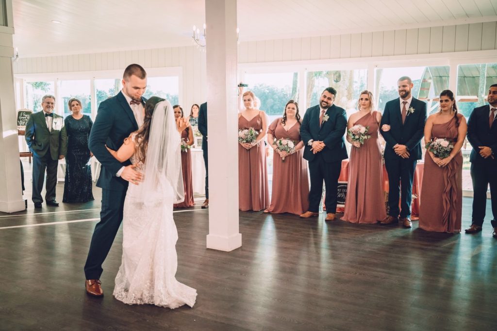 Shabby Chic Romantic Bride and Groom First Dance Wedding Reception Photo | Tampa Bay Wedding Photographer Bonnie Newman Creative | Wedding Dress Truly Forever Bridal