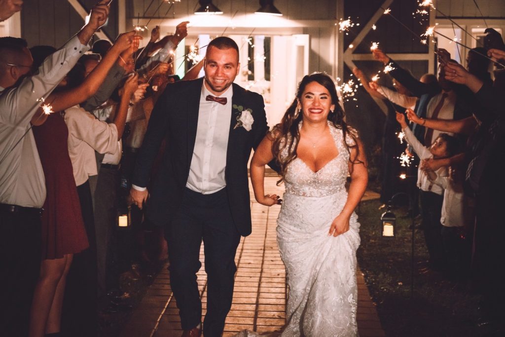Shabby Chic Romantic Bride and Groom Sparkler Wedding Reception Send Off | Tampa Bay Wedding Photographer Bonnie Newman Creative