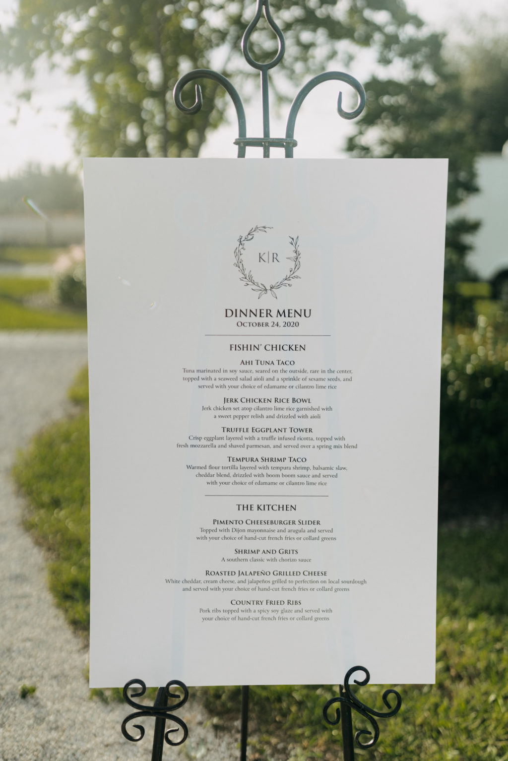 Classic White and Black Printed Dinner Menu Signage | Tampa Bay Wedding Photographer Amber McWhorter Photography