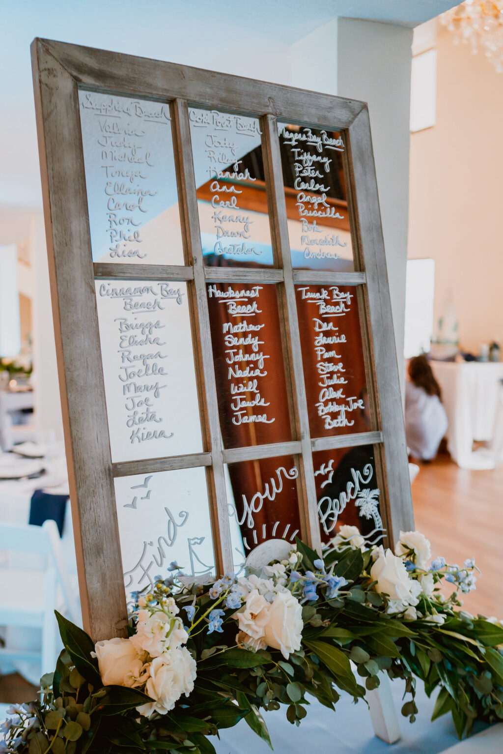 Rustic Mirror and Wood Framed Wedding Seating Chart | Wedding Reception Decor Ideas