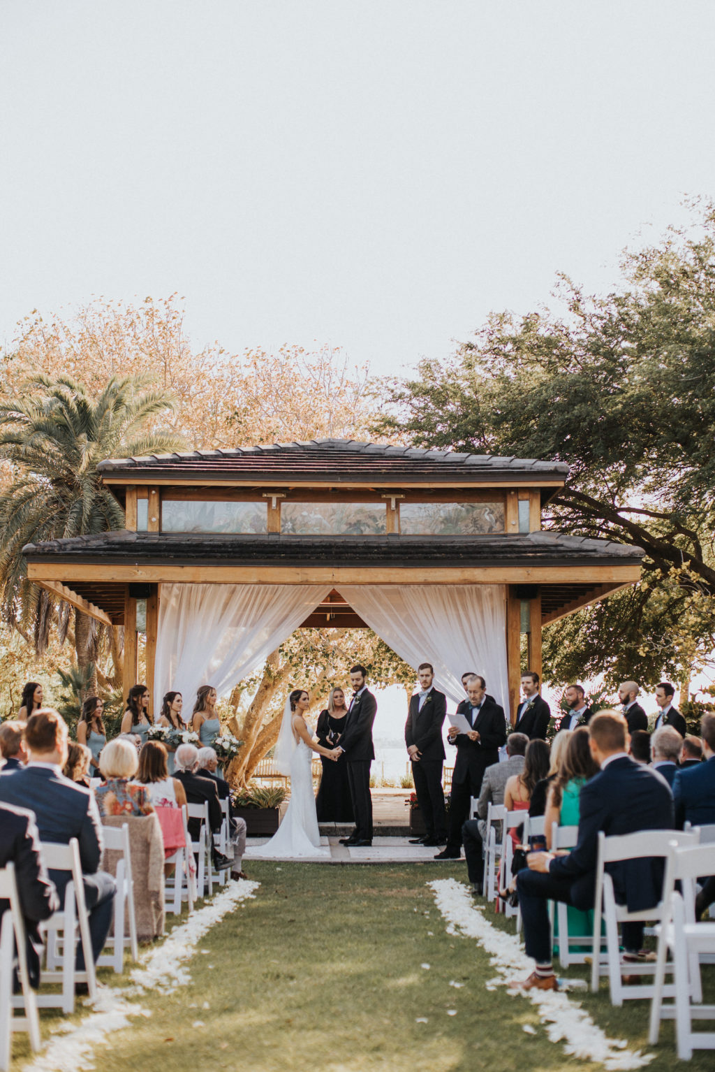 Outdoor Botanical Garden Gazebo Wedding Ceremony with Draping | Sarasota Wedding Venue Selby Gardens
