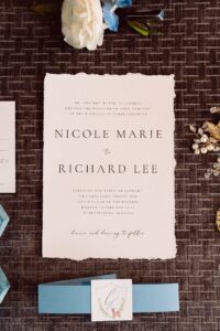 Classic White Wedding Invitation with Rough Edge and Classic Black Font