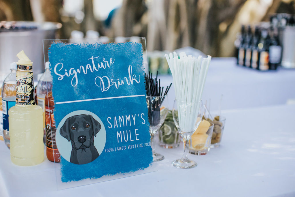 Signature Wedding Drink Sign With Hand Drawn Pet Photo | A Twist on a Moscow Mule | Wedding Menu and Drink Ideas