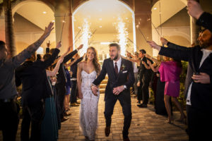 Cold Sparkler Fireworks Exit Wedding Portrait | Tampa Bay Special Effects Spark Weddings