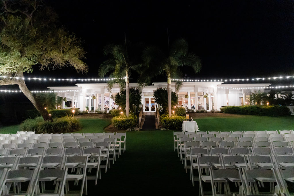 Outdoor Nighttime Garden Wedding Venue with String Lights | Tampa Bay Wedding Venue The Resort at Longboat Key Club