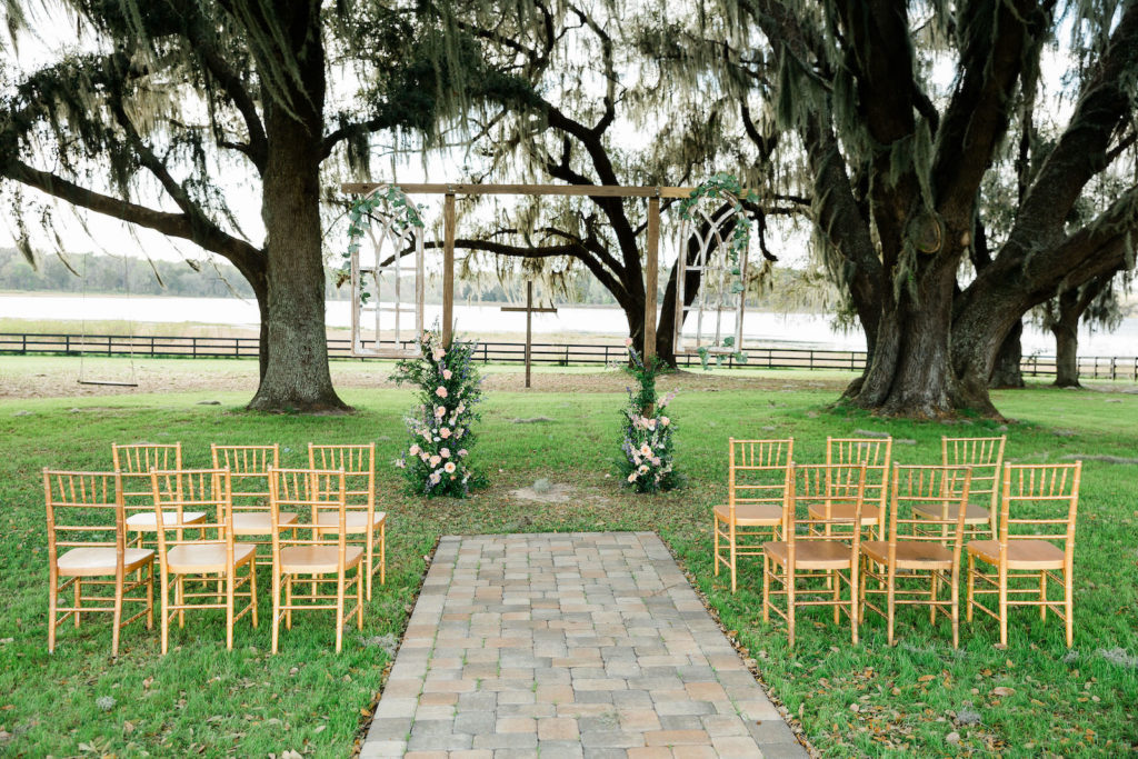Tampa Farm Wedding Venue | Gold Wedding Ceremony Chairs | Covington Farm