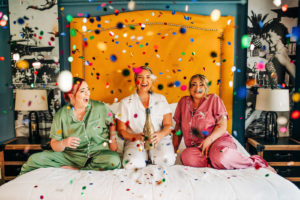 Confetti Wedding Portrait with Bride and Bridesmaids | Day of Wedding Photo Ideas