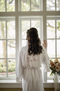 White Satin Short Bride Robe | Bride Getting Ready on Wedding Day