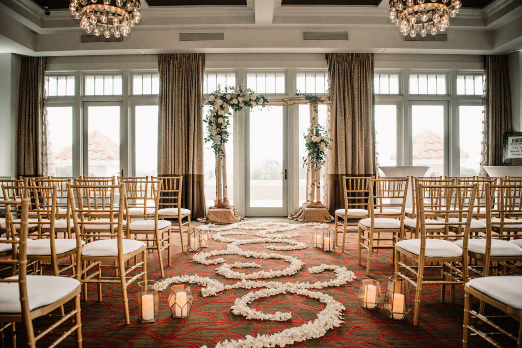 Luxurious Rose Gold and Burgundy Downtown St. Pete Ballroom Wedding