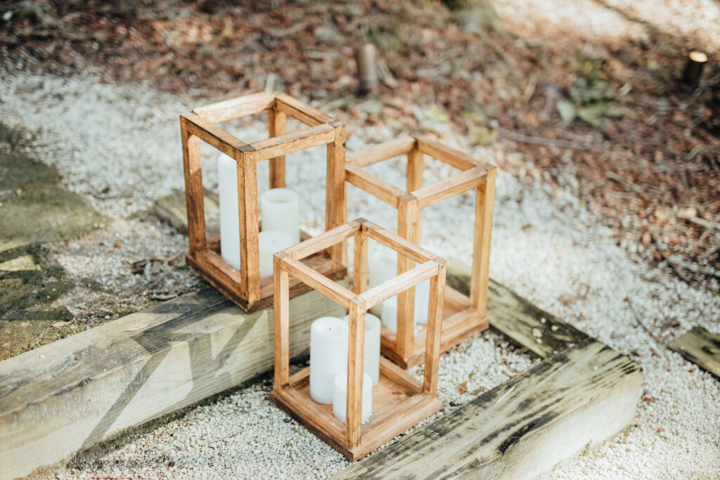 Wooden Candle Holders Boho Outdoor Wedding Ceremony Aisle Décor