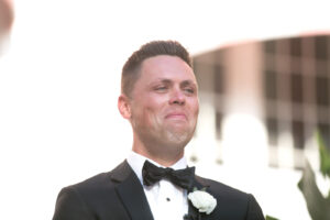 Groom Reaction to Seeing Bride for the First Time Wedding Portrait | Carrie Wildes Photography