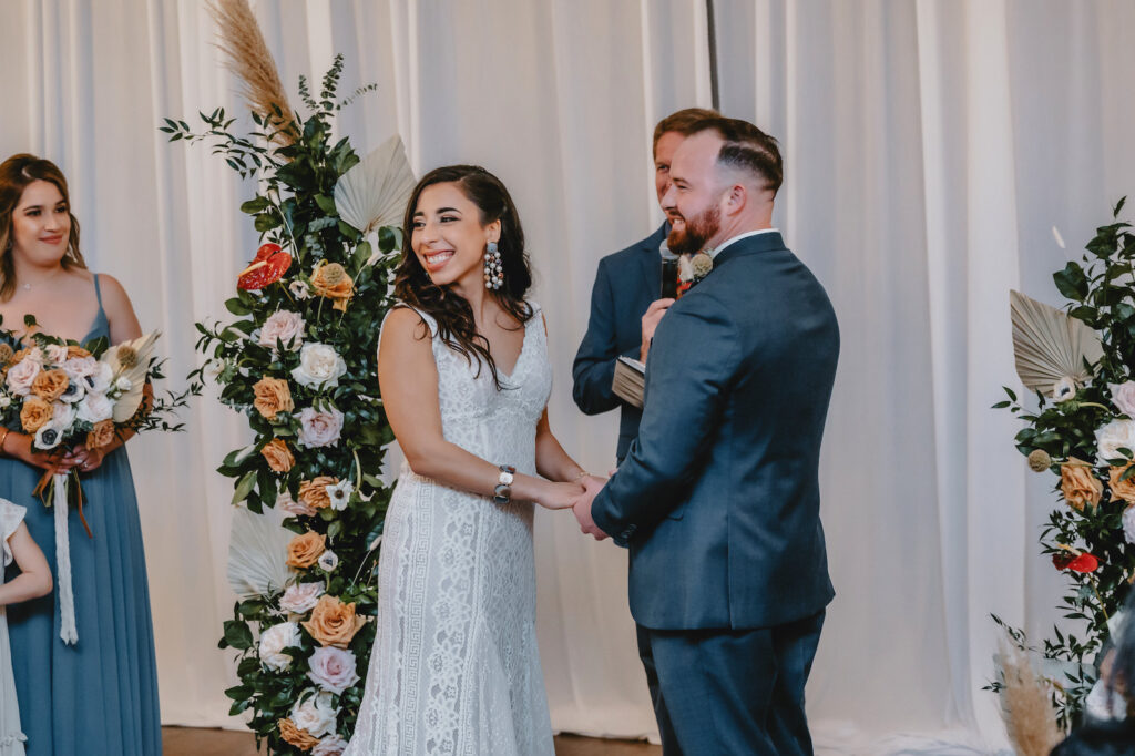 Tampa Couple Exchanges Wedding Vows at Indoor Florida Ceremony