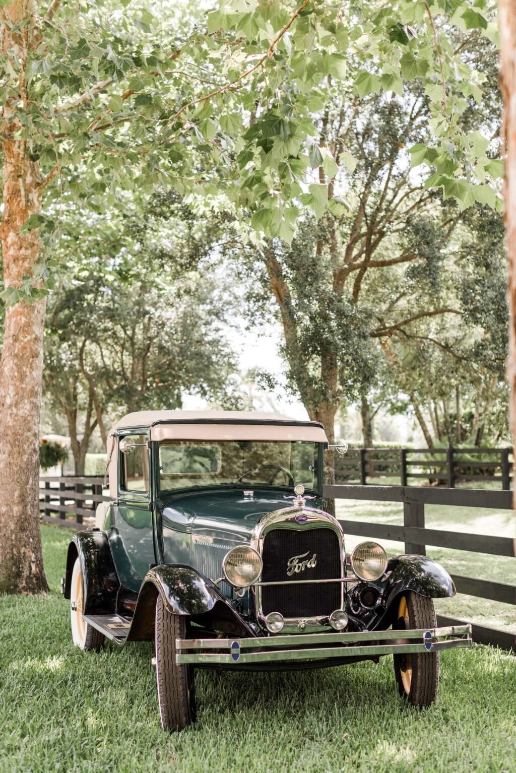Vintage Ford Car for Wedding Exit | Florida Wedding Venue Mision Lago Estate | Big Fake Wedding