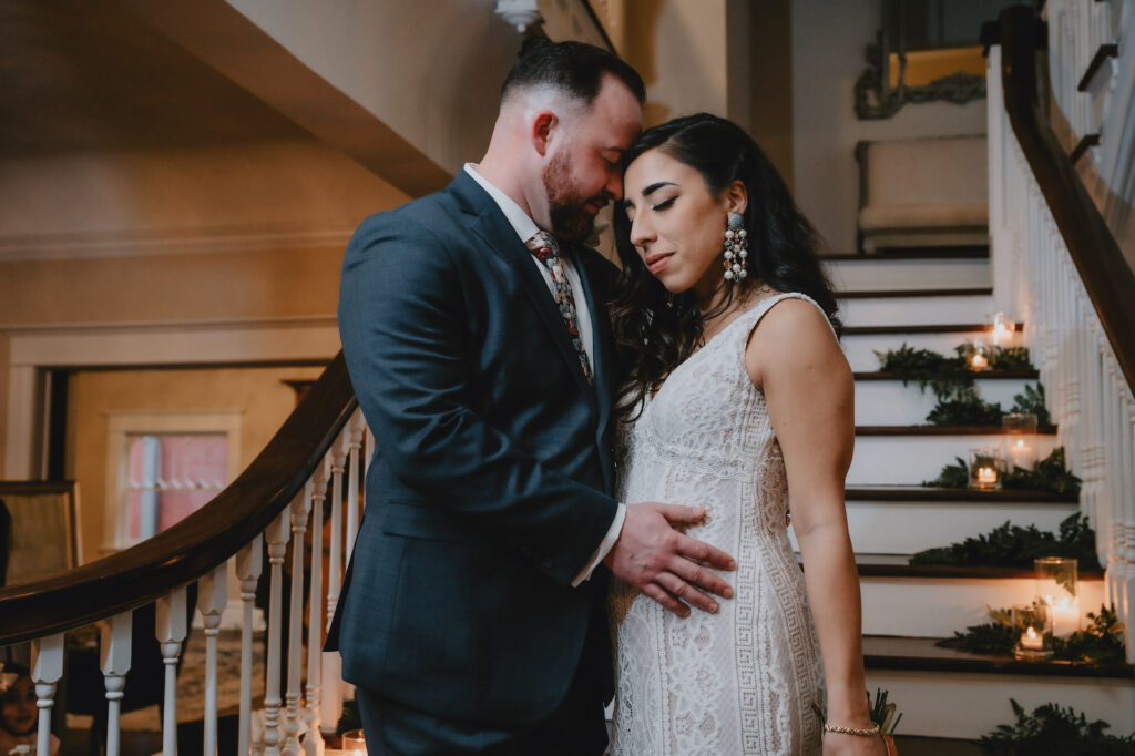 Bride and Groom Staircase Portrait | Tampa Bay Wedding Photographer and Videographer Iyrus Weddings | South Tampa Venue The Orlo