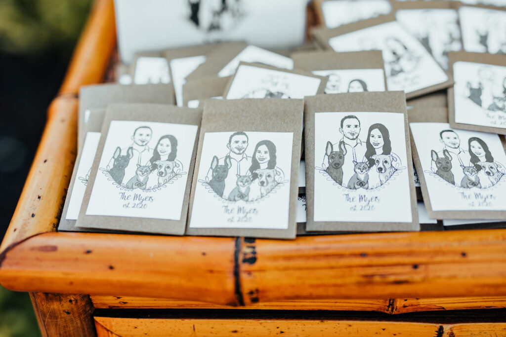 Personalized Custom Bride and Groom withTheir Dogs Wedding Favors