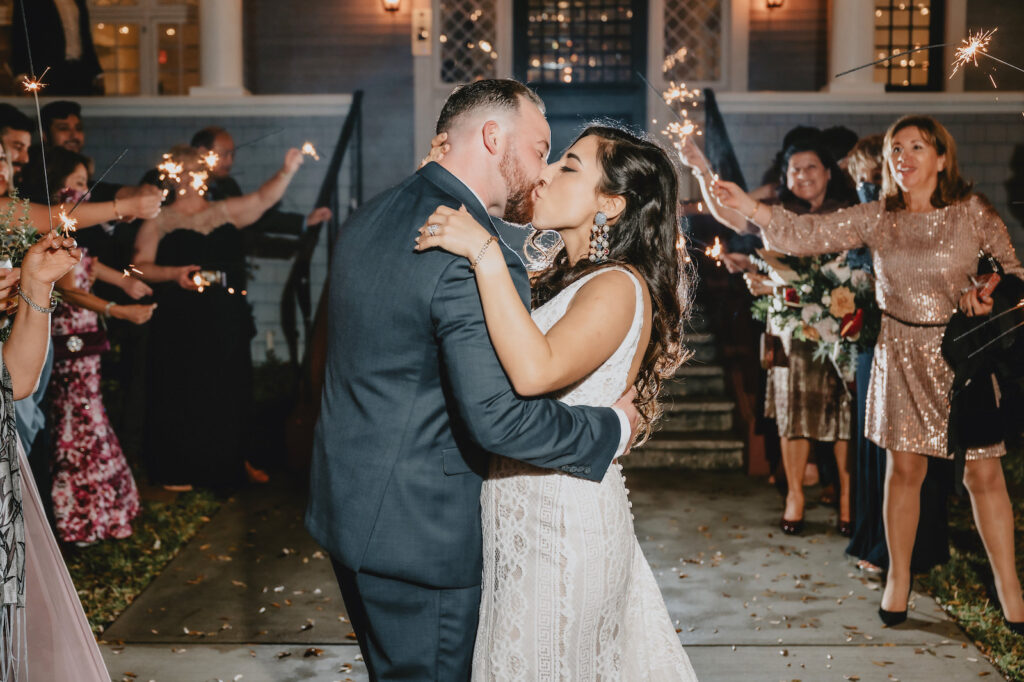 Bride and Groom Sparkler Exit Portrait | South Tampa Wedding Photographer and Videographer Iyrus Weddings
