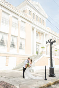 Florida Bride and Groom Outside Historic Tampa Wedding Venue The Cuban Club