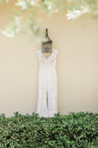 Boho Lace White High Low Wedding Dress with V Neckline | Big Fake Wedding Tampa
