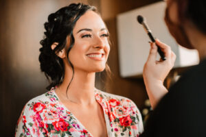 Tampa Bride Getting Ready Wedding Portrait | Classic Braided Wedding Up Do | Natural Bridal Makeup Inspiration | Tampa Bay Hair and Makeup Artist Femme Akoi Beauty Studio