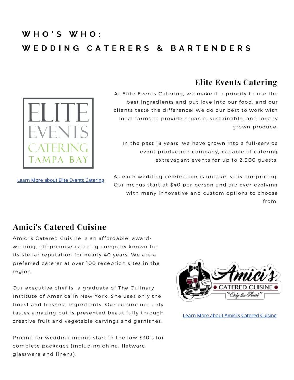 Best Tampa Bay Wedding Caterers