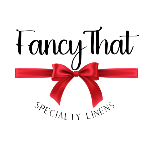 Fancy that Final new logo - Glamorous, Burgundy Lakeland Wedding | Lake Mirror Amphitheater Fancy That Specialty Linens Logo