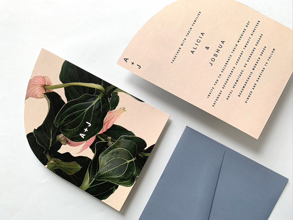 Elegant Modern Garden Floral Peach, Green, and Black Wedding Invitation Stationery Inspiration | Medinilla - Paperlust