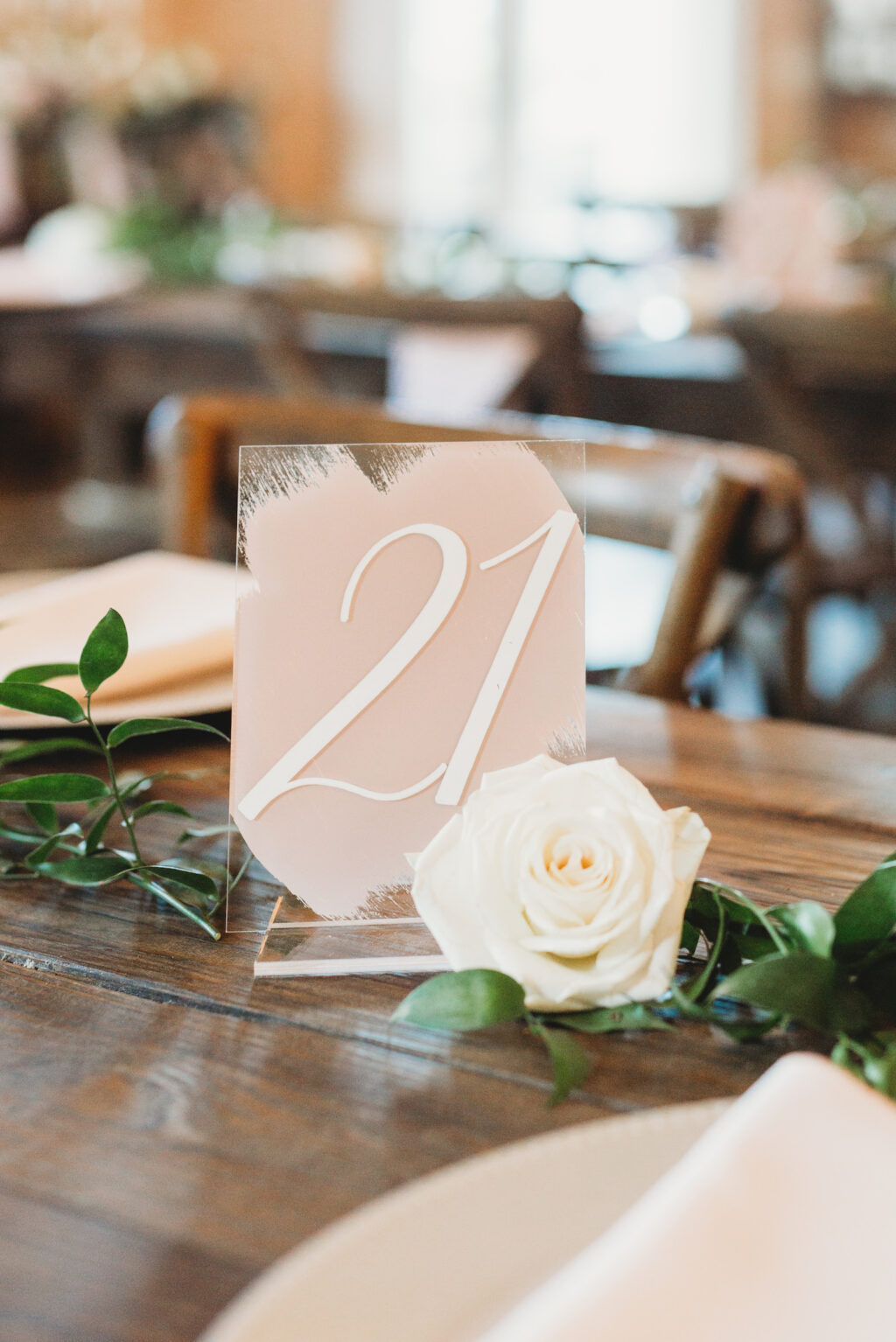 Pink and White Acrylic Wedding Table Numbers