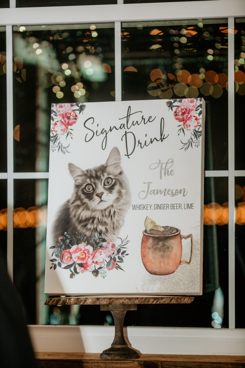 Wedding Signature Drink Ideas With Jameson | Moscow Mules | Signature Drink Sign with Pet Cat