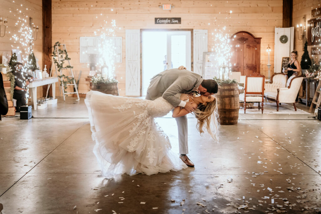 Bride and Groom First Dance Wedding Portrait | Tampa Wedding Reception Covington Farms