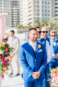 Groom Sees Bride for the First Time Walking Down the Aisle Wedding Portrait | South Florida Wedding Photos