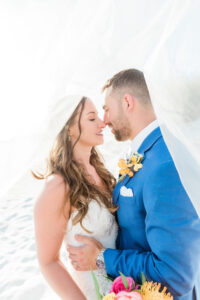 Bride and Groom Intimate Up Close Wedding Portrait | South Florida Beachfront Wedding Ceremony | Outdoor Hilton Clearwater Beach