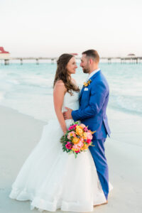 Bride and Groom Wedding Portrait | South Florida Beachfront Wedding Ceremony | Outdoor Hilton Clearwater Beach