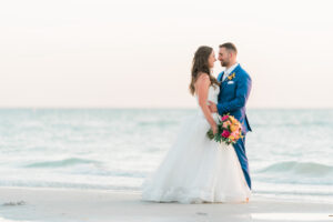 Bride and Groom Intimate Wedding Portrait | South Florida Beachfront Wedding Ceremony | Outdoor Hilton Clearwater Beach