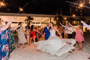 Bride and Groom Sparkler Exit Wedding Portrait | Clearwater Beach Hilton Wedding Venue