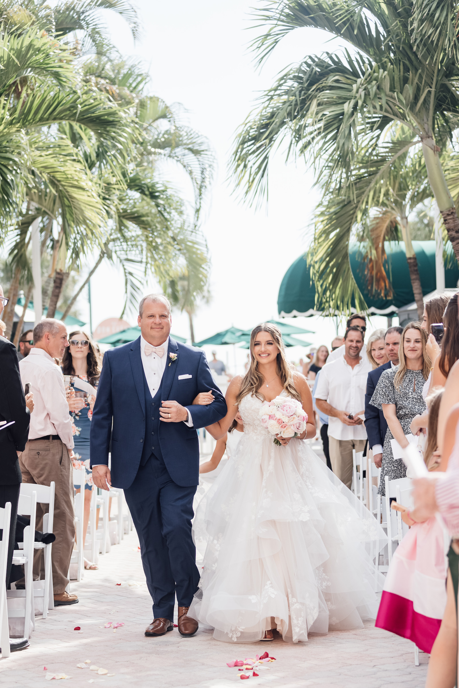 Father of the Bride Walks Bride Down the Aisle Wedding Portrait | Florida Wedding Venue the Don Cesar
