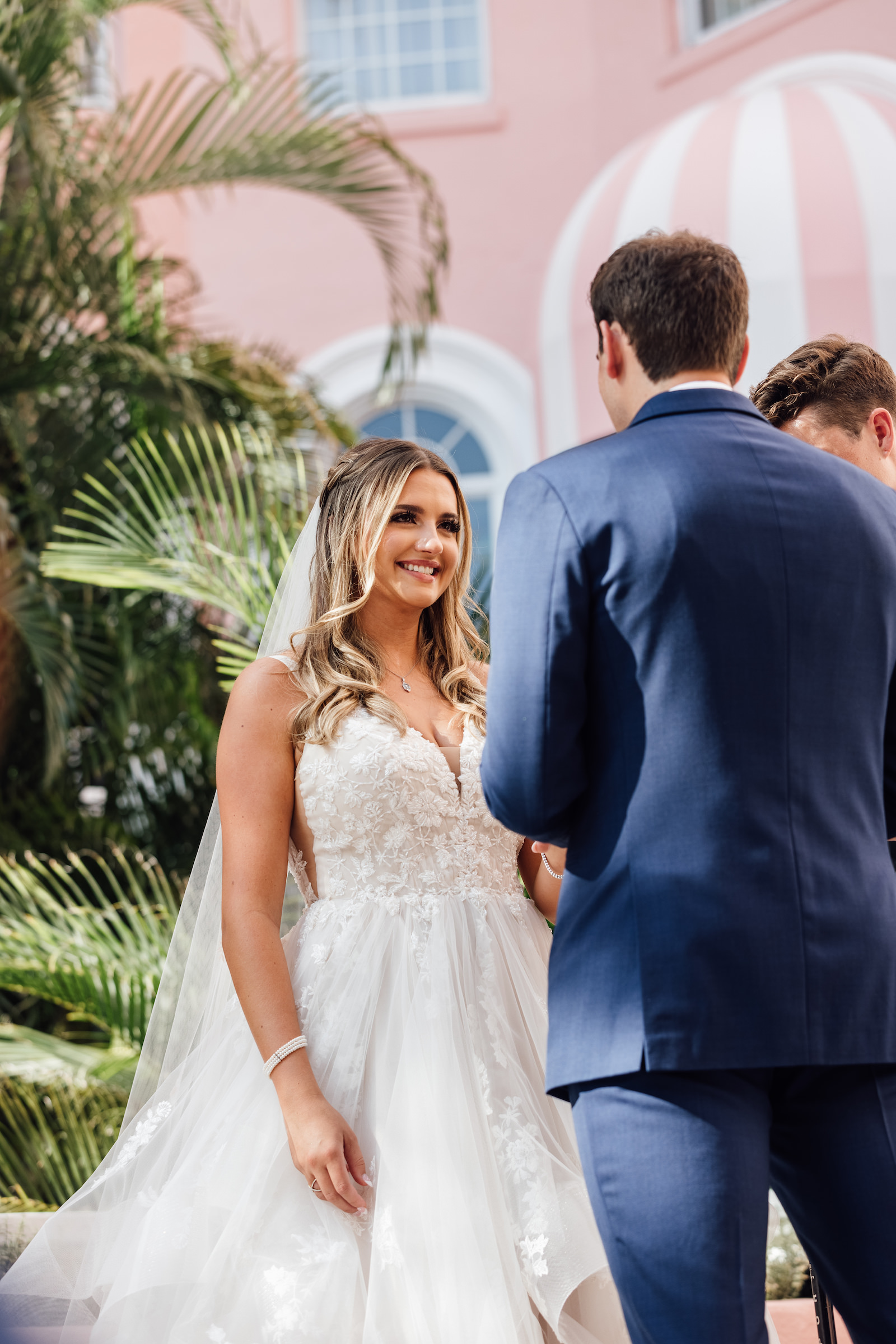 Bride and Groom Exchange Vows Wedding Portrait | Outdoor Beach Hotel Wedding Ceremony | Tampa Wedding Venue the Don Cesar