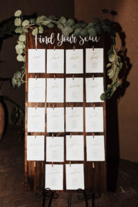 Rustic Wooden Guest Seating Chart with Greenery