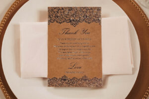 Brown Thank You Stationery with Black Letter Detailing