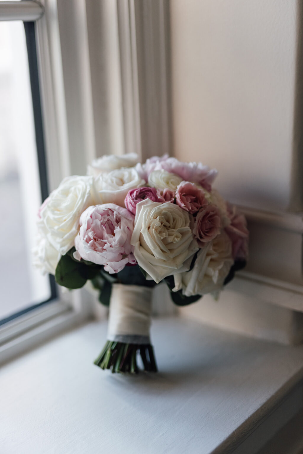 White, Blush, and Pink Rose and Peony Wedding Bouquet | St. Petersburg Wedding Florist Bruce Wayne Florals