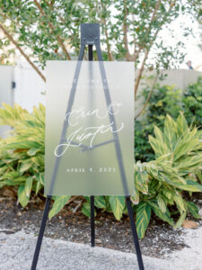 Luxurious Garden Wedding Decor, Acrylic Welcome Sign with Black Matte Stand