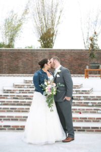 Bride in Mrs. Jean Jacket with Groom Wedding Portrait | Carrie Wildes Photography