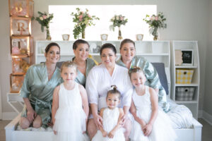 Bride with Bridesmaids and Flower Girl Dresses Wedding Portrait | Carrie Wildes Photography