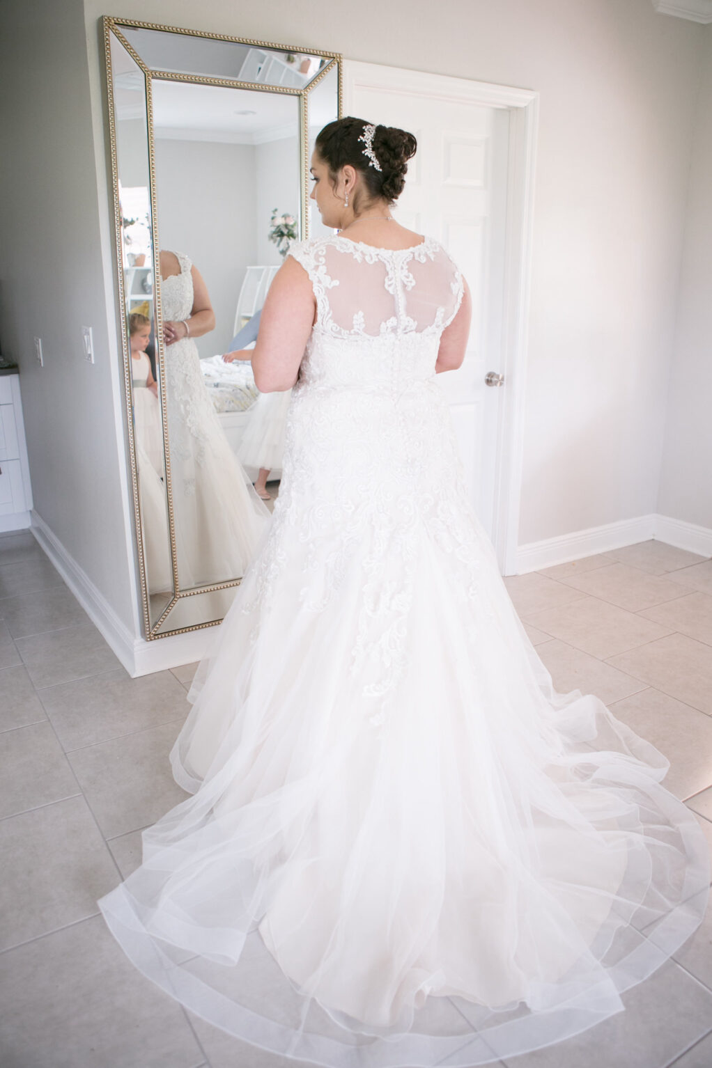 Lace Illusion Back Wedding Dress | Carrie Wildes Photography