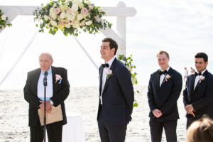 Groom Exchanging Vows at Beachfront Florida Wedding Ceremony Portrait | The Resort at Longboat Key Club
