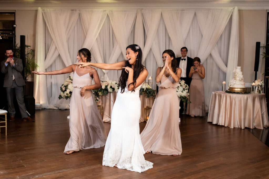 Bride and Bridesmaids on the Dance Floor Wedding Portrait | Graingertainment