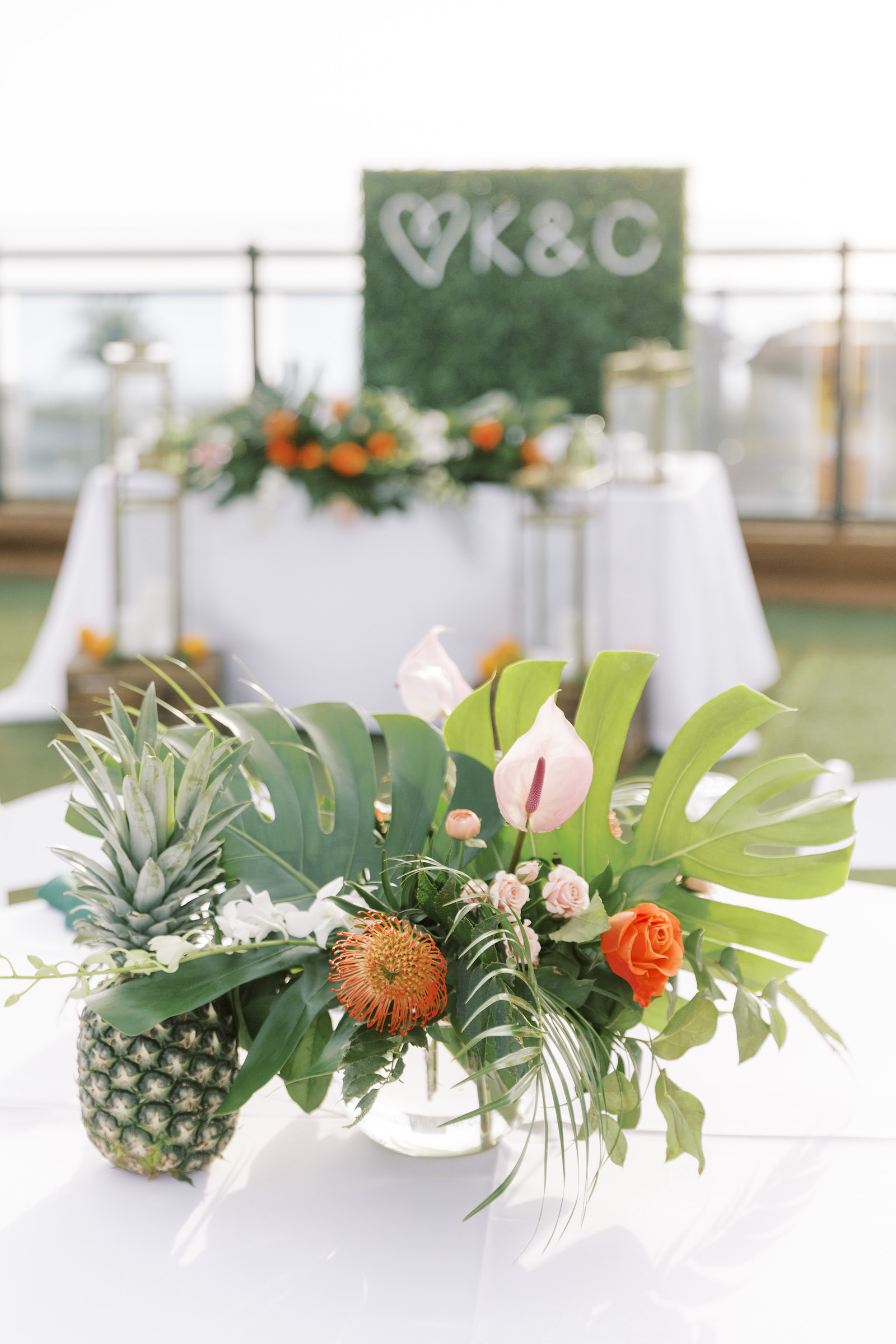 Pink And Green Tropical Rooftop St. Pete Beach Wedding