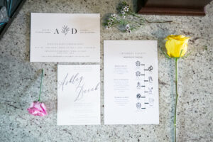 Classic White Wedding Invitations with Greenery Touches