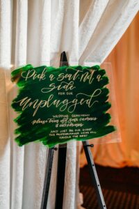 Christmas Wedding, Emerald Green and Gold Font Acrylic Wedding Welcome Sign